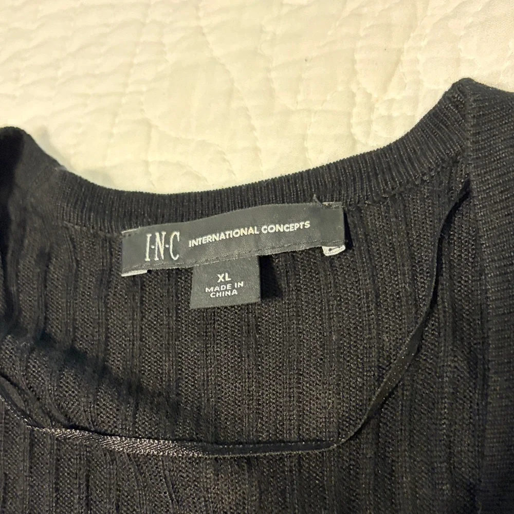 INC International Concepts Black Ribbed Robe - Picture 2 of 3